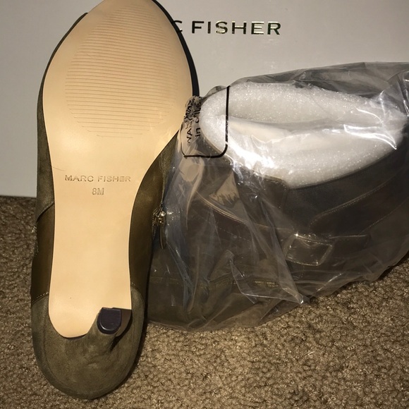 Marc Fisher Leather and Suede Peep Ankle Bootie - Picture 4 of 4